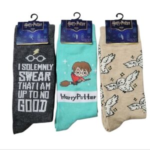 Harry Potter Graphic Novelty Crew Unisex Hedwig‎ Socks Solemnly Up To Go Good